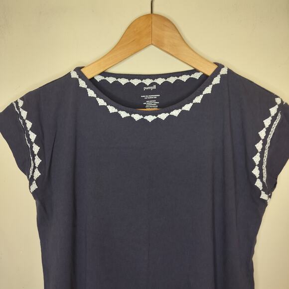 J Jill Pure Jill Embroidered Cap Sleeve Tee - Picture 2 of 7